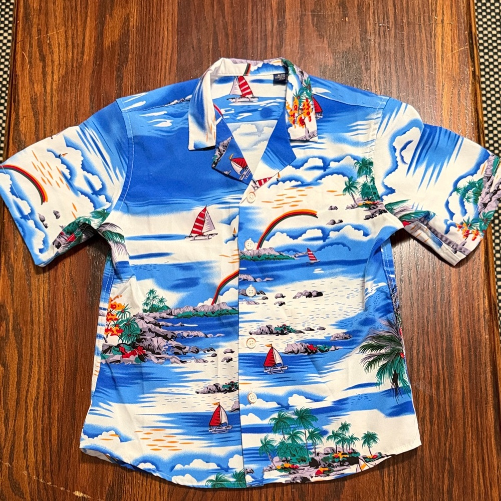Boys Tropical Blue Hawaiian Shirt